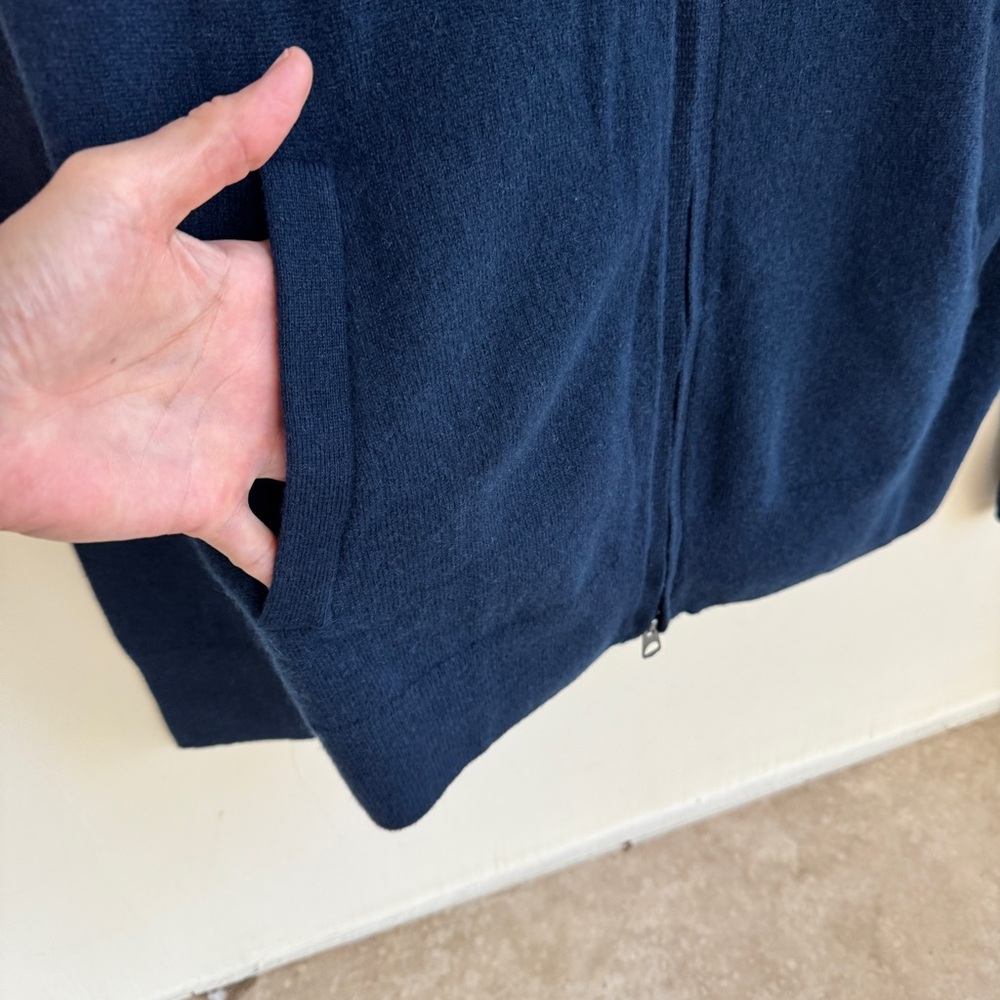 J Crew Navy Blue Full Zip Cashmere Sweater Mens Size S NEW - Picture 5 of 10